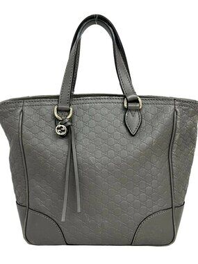 GUCCI Brie / Micro-Groccissima 449241 Gray Leather Handbag